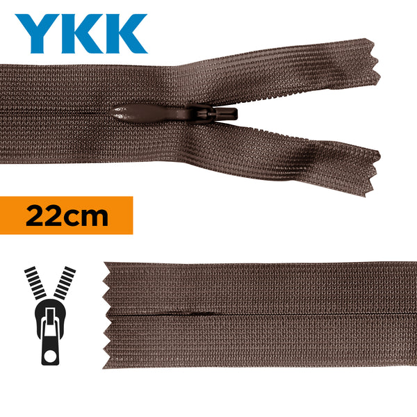 YKK - zip invisible de 22cm - couleur chocolat 570 (prix à la pièce)