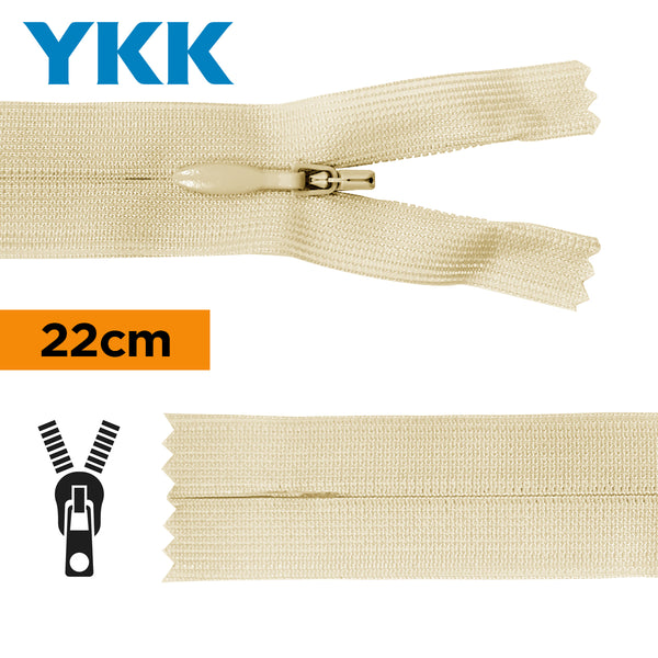 YKK - zip invisible de 22cm - couleur dune 572 (prix à la pièce)