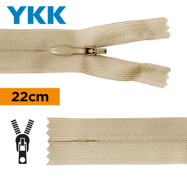 YKK - zip invisible de 22cm - couleur sable 573 (prix à la pièce)
