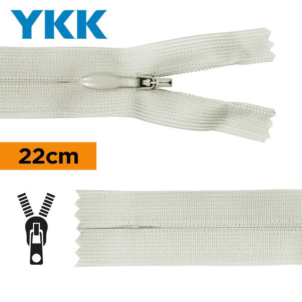 YKK - zip invisible de 22cm - couleur gris 576 (prix à la pièce)