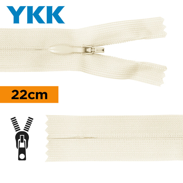 YKK - zip invisible de 22cm - couleur écru 802 (prix à la pièce)