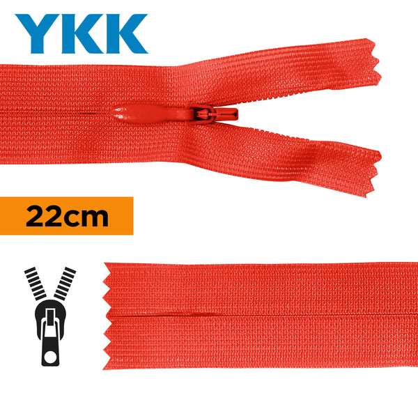 YKK - zip invisible de 22cm - couleur rouge vif 820 (prix à la pièce)