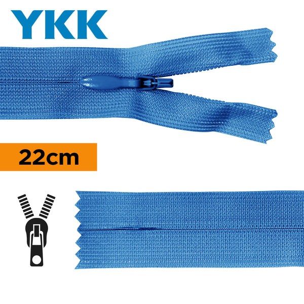 YKK - zip invisible de 22cm - couleur Bleu roi 918 (prix à la pièce)