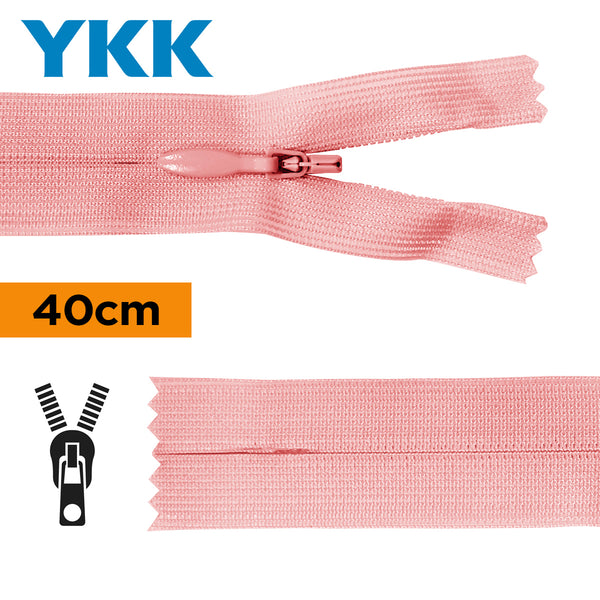 YKK - zip invisible de 40cm - couleur vieux rose 070 (prix à la pièce)