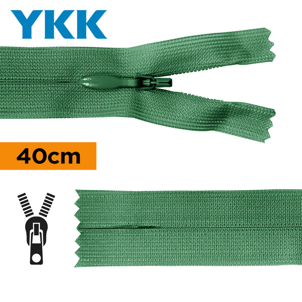 YKK - zip invisible de 40cm - couleur vert amazone 529 (prix à la pièce)