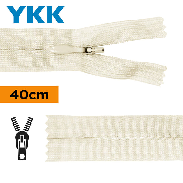 YKK - zip invisible de 40cm - couleur coquille 571 (prix à la pièce)