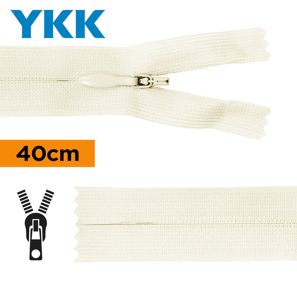 YKK - zip invisible de 40cm - couleur écru 841 (prix à la pièce)