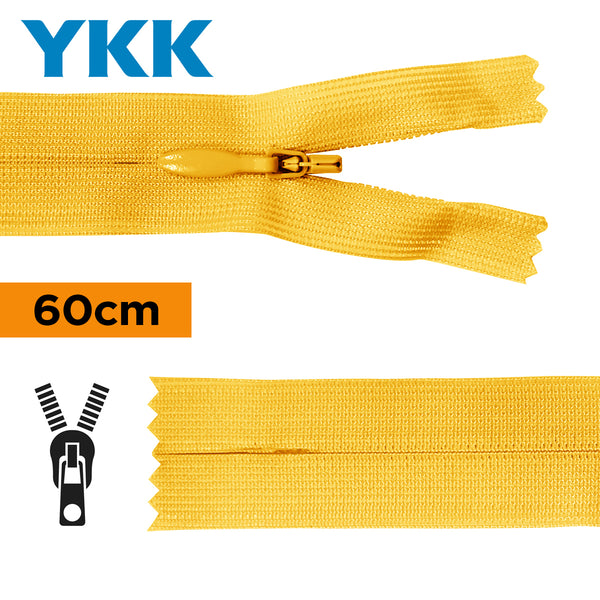 YKK - zip invisible de 60cm - couleur jaune intense 001 (prix à la pièce)