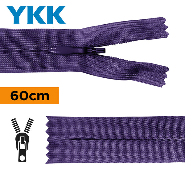 YKK - zip invisible de 60cm - couleur mauve 029 (prix à la pièce)