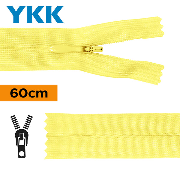 YKK - zip invisible de 60cm - couleur jaune pale 503 (prix à la pièce)