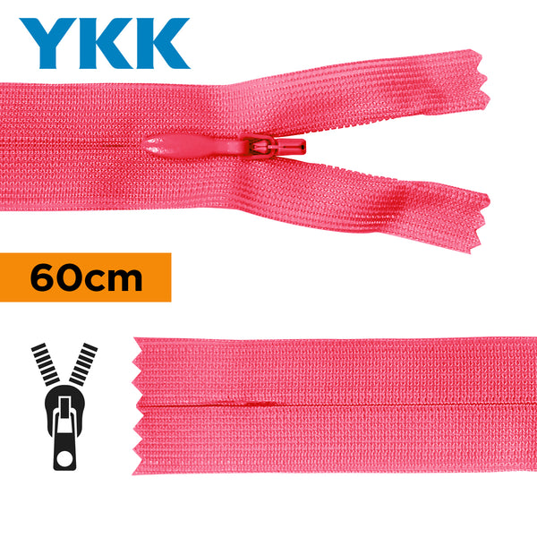 YKK - zip invisible de 60cm - couleur fuchsia 516 (prix à la pièce)