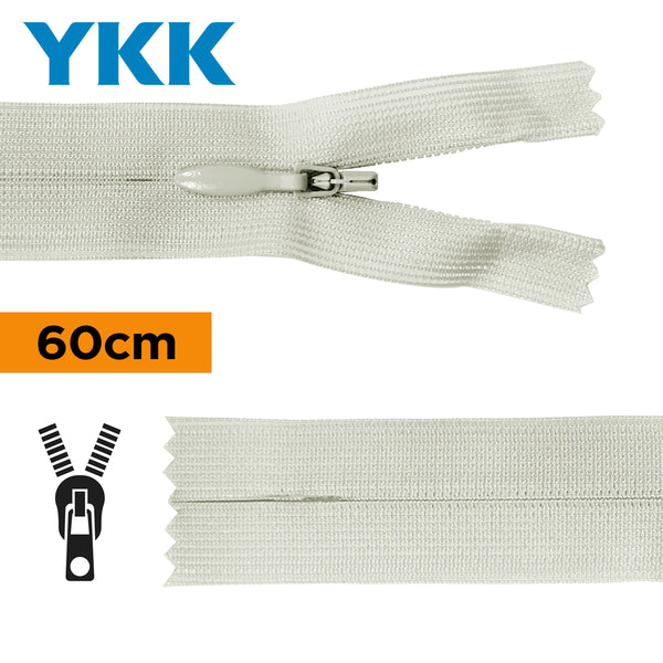 YKK - zip invisible de 60cm - couleur gris clair 576 (prix à la pièce)