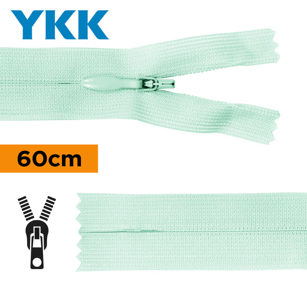 YKK - zip invisible de 60cm - couleur vert d'eau 822 (prix à la pièce)