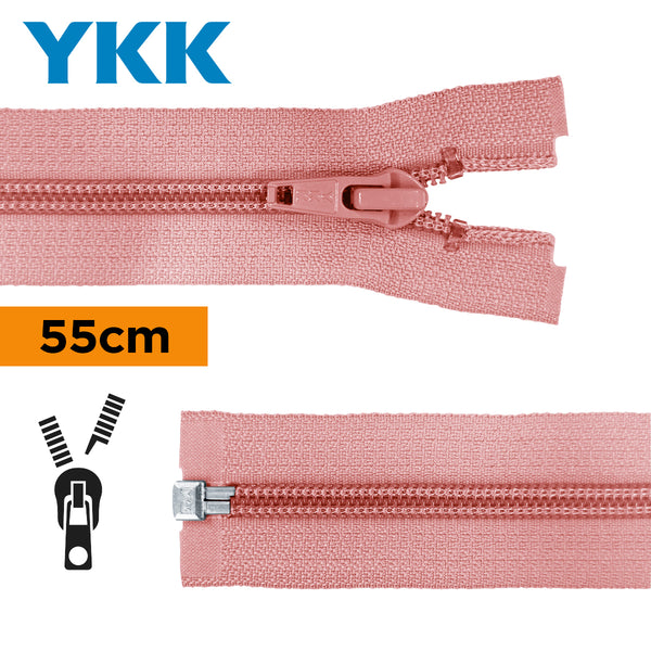 YKK - zip séparable spirale 55cm - couleur vieux rose 070 (prix à la pièce)