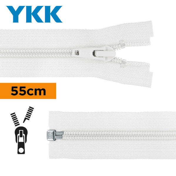 YKK - zip séparable spirale 55cm - couleur blanc 501 (prix à la pièce)