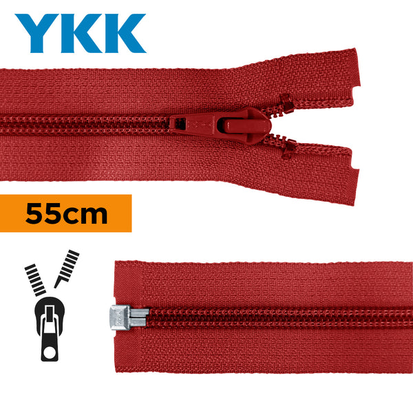 YKK - zip séparable spirale 55cm - couleur rouge foncé 519 (prix à la pièce)