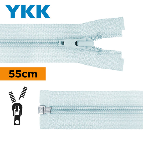 YKK - zip séparable spirale 55cm - couleur bleu clair 542 (prix à la pièce)