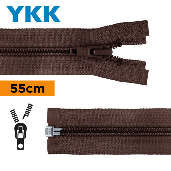 YKK - zip séparable spirale 55cm - couleur chocolat 570 (prix à la pièce)
