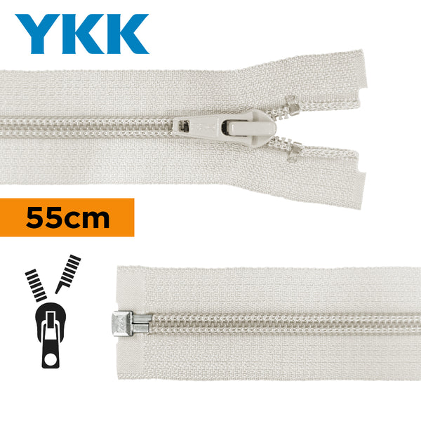 YKK - zip séparable spirale 55cm - couleur gris clair 329 (prix à la pièce)