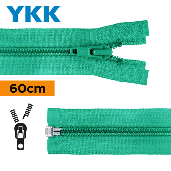 YKK - zip séparable spirale 60cm - couleur vert paon 539  (prix à la pièce)