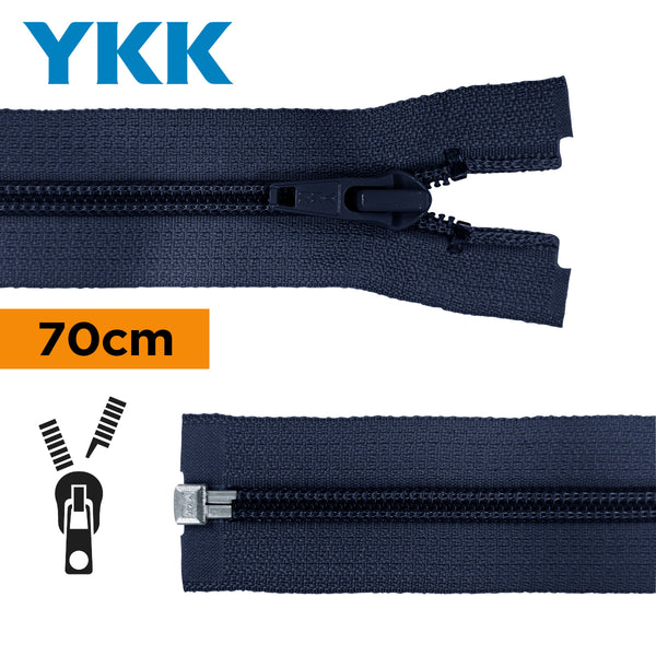 YKK - zip séparable spirale 70cm - couleur bleu marine 058 (prix à la pièce)