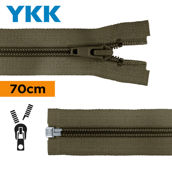 YKK - zip séparable spirale 70cm - couleur kaki foncé 078 (prix à la pièce)