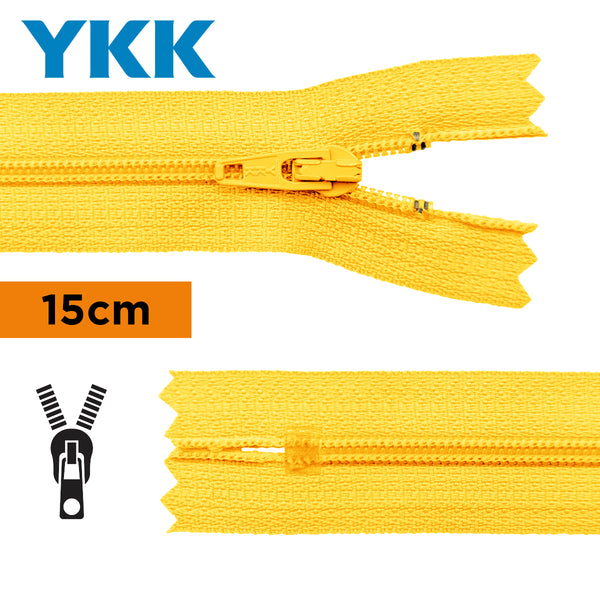 YKK - zip non séparable 15cm - couleur jaune intense 001 (prix à la pièce)