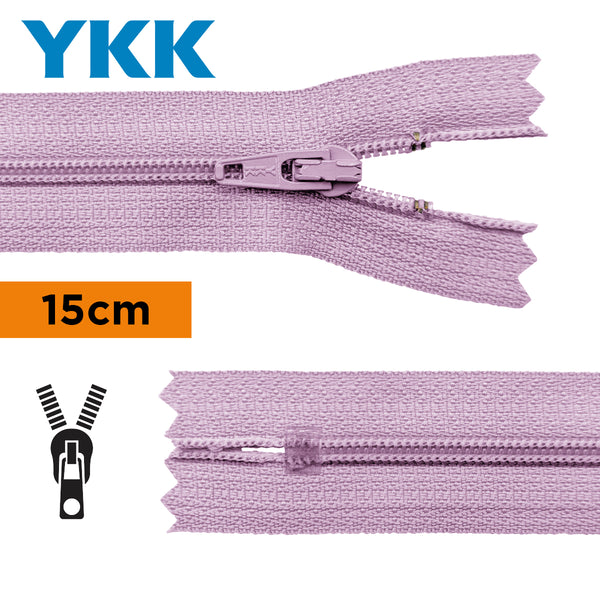 YKK - zip non séparable 15cm - couleur parme 068 (prix à la pièce)