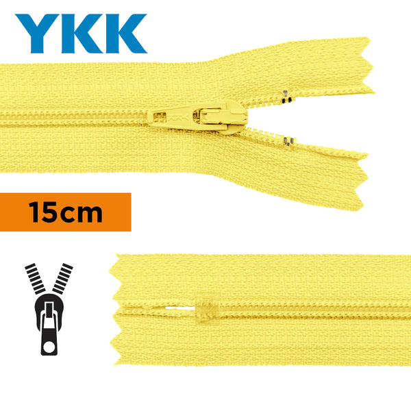 YKK - zip non séparable 15cm - couleur jaune pâle 503 (prix à la pièce)