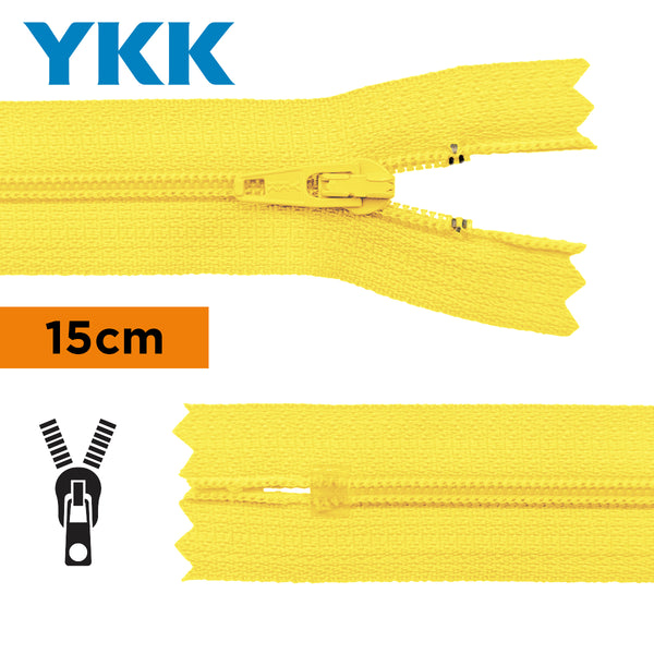YKK - zip non séparable 15cm - couleur jaune 504 (prix à la pièce)