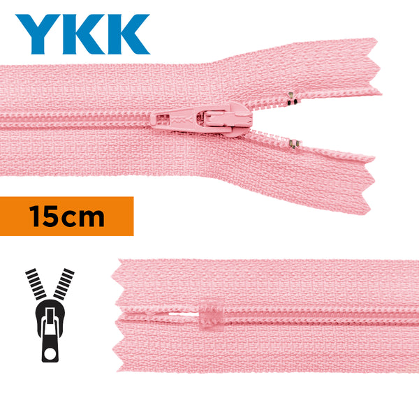YKK - zip non séparable 15cm - couleur rose 513 (prix à la pièce)