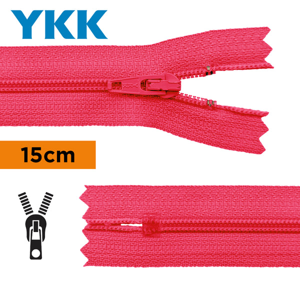 YKK - zip non séparable 15cm - couleur fuchsia 516 (prix à la pièce)