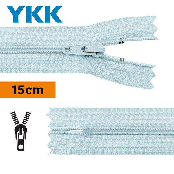 YKK - zip non séparable 15cm - couleur bleu clair 542 (prix à la pièce)