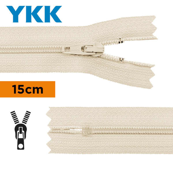 YKK - zip non séparable 15cm - couleur coquille 571 (prix à la pièce)
