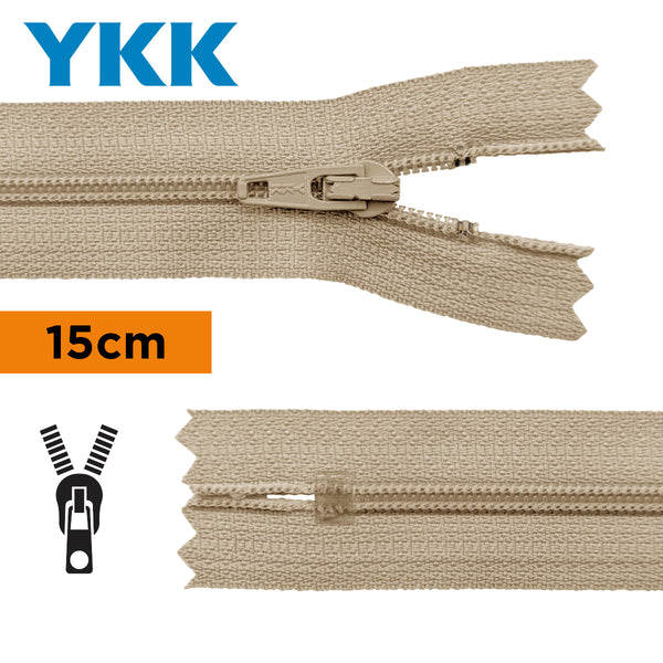 YKK - zip non séparable 15cm - couleur sable 573 (prix à la pièce)