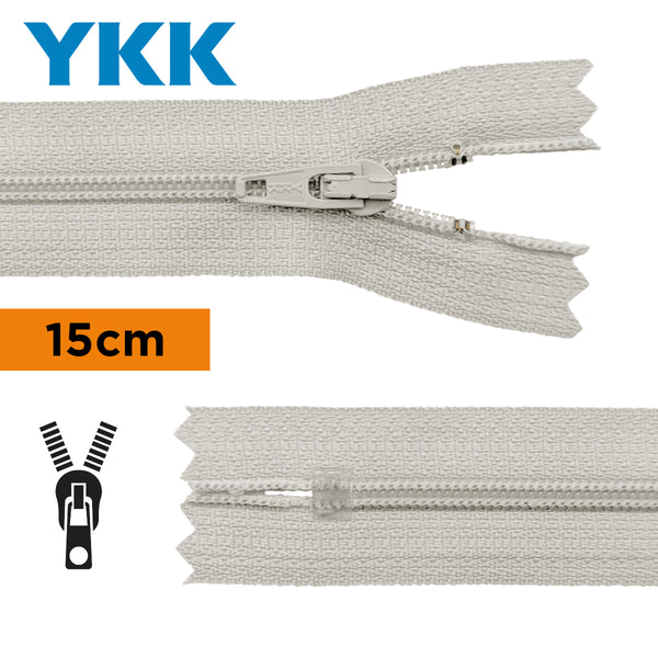 YKK - zip non séparable 15cm - couleur gris clair 576 (prix à la pièce)