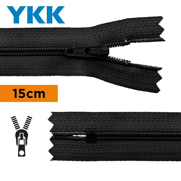 YKK - zip non séparable 15cm - couleur noir 580 (prix à la pièce)