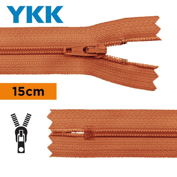 YKK - zip non séparable 15cm - couleur terracotta (prix à la pièce)