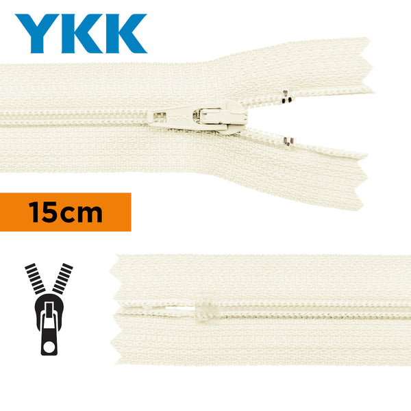 YKK - zip non séparable 15cm - couleur écru 841 (prix à la pièce)