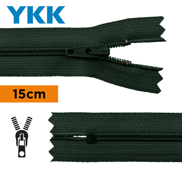YKK - zip non séparable 15cm - couleur vert 870 (prix à la pièce)