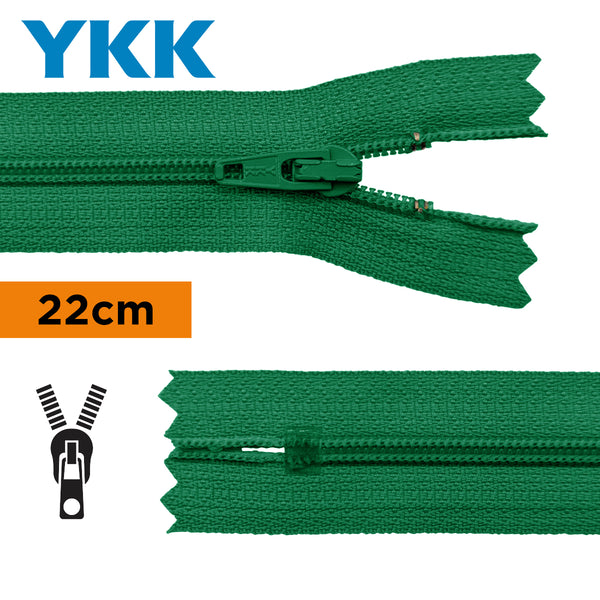 YKK - zip non séparable 22cm - couleur vert jungle 540 (prix à la pièce)