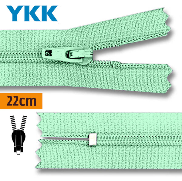 YKK - zip non séparable 22cm - couleur menthe 822 (prix à la pièce)