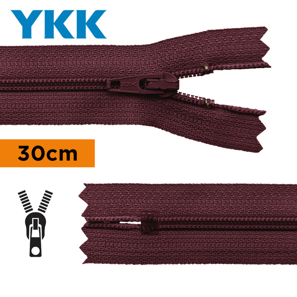 YKK - zip non séparable 30cm - couleur morgon 021 (prix à la pièce)