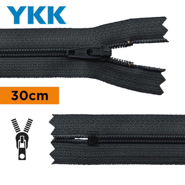 YKK - zip non séparable 30cm - couleur bleu marine foncé 071 (prix à la pièce)
