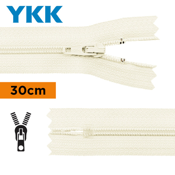 YKK - zip non séparable 30cm - couleur Ecru 841 (prix à la pièce)