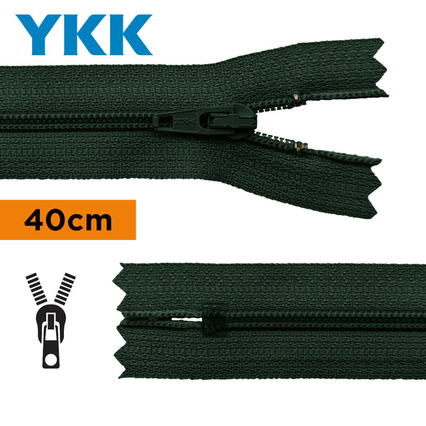 YKK - zip non séparable 40cm - couleur vert foncé 830 (prix à la pièce)