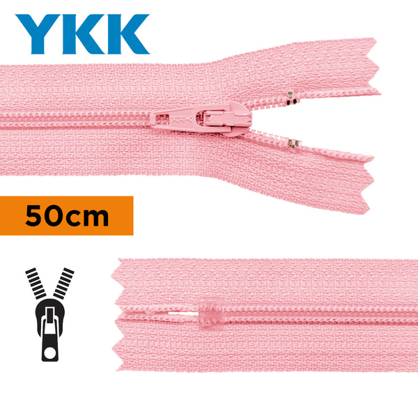 YKK - zip non séparable 50cm - couleur rose 513 (prix à la pièce)