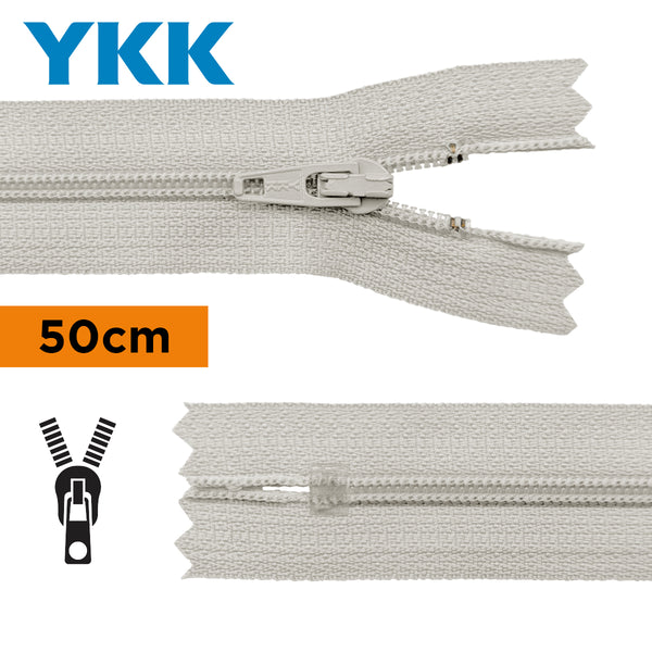YKK - zip non séparable 50cm - couleur gris clair 576 (prix à la pièce)