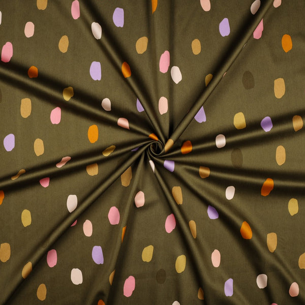 Coupon de 55cm de Satin de coton "Summer spot moss green"  crée par Nerida Hansen
