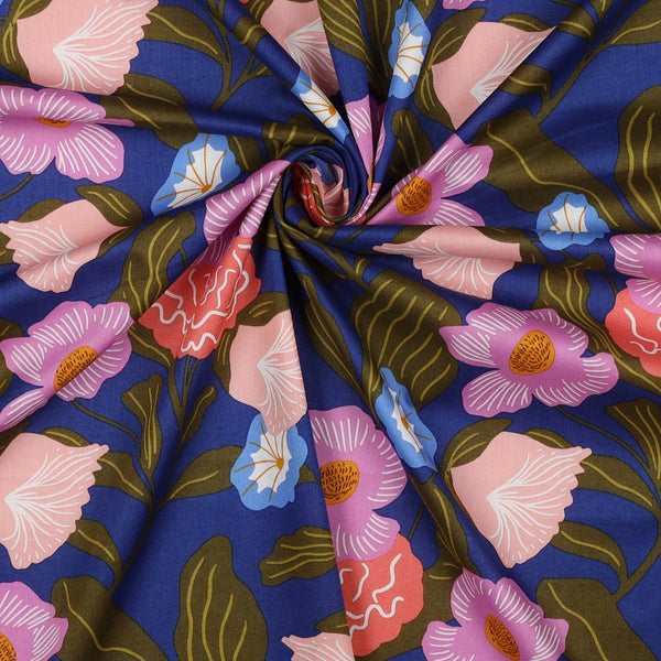 Voile de coton "London Floral - bleu "  crée par Nerida Hansen (prix pour 10cm)